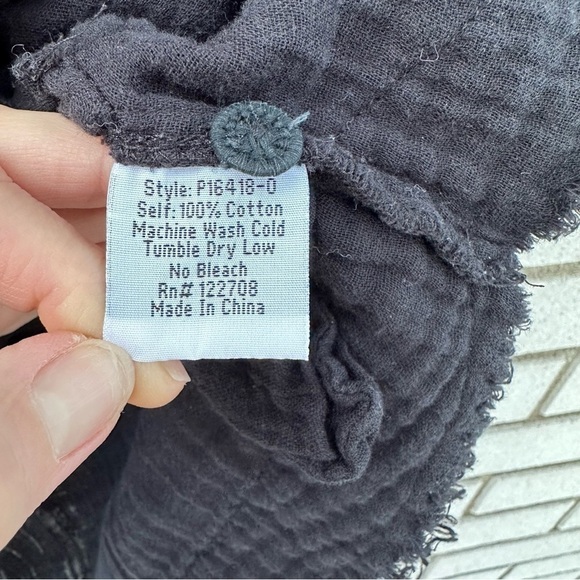 Johnny Was Sai Gauze Tassel-Tie Blouse Black Off White Embroidered - Picture 12 of 12